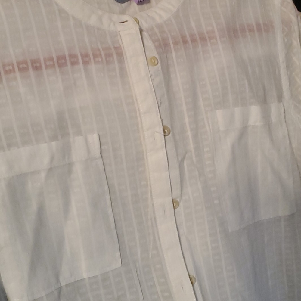 Merona collarless white tunic - Picture 2 of 2